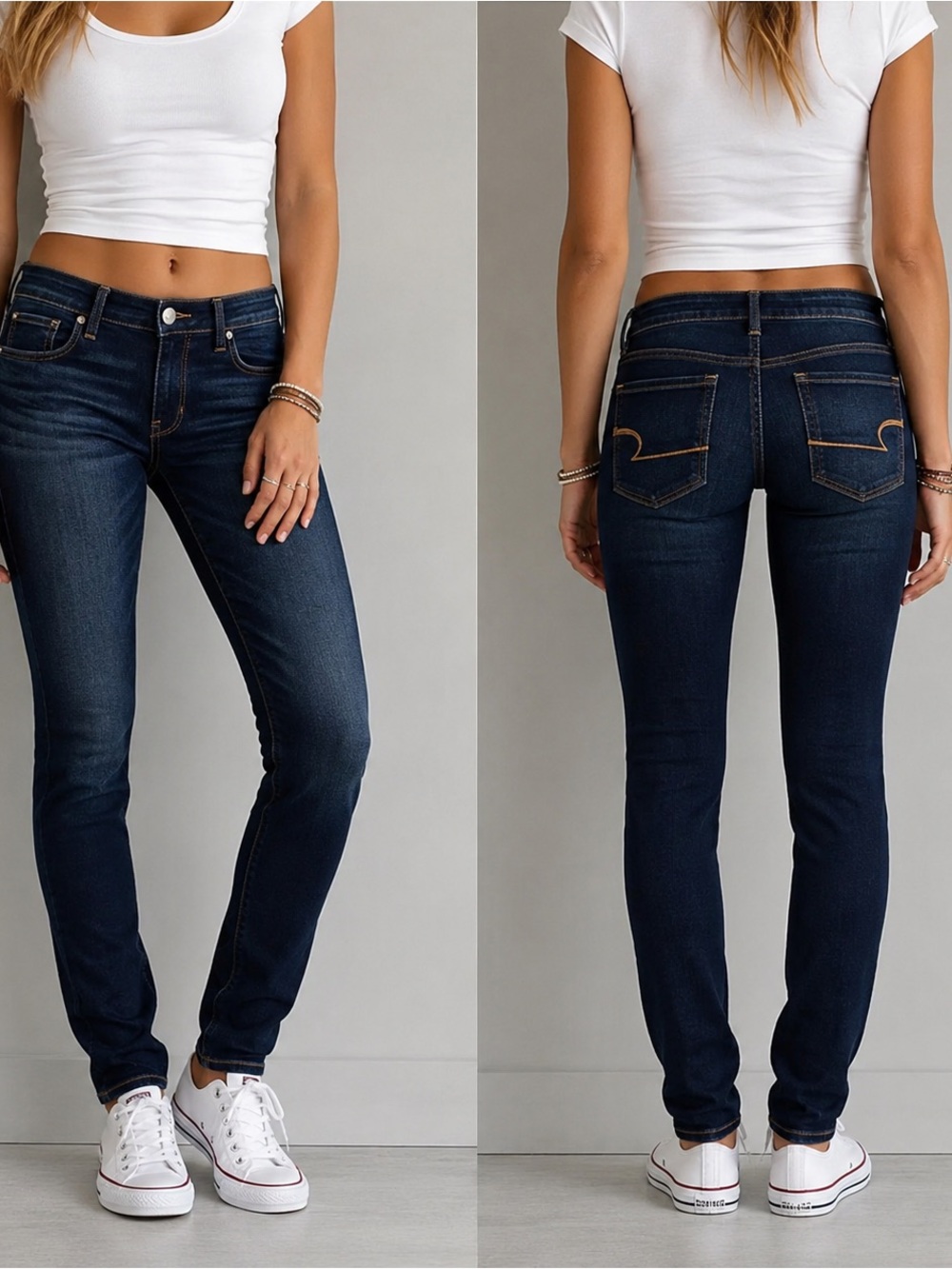 American Eagle Super Stretch Skinny Jeans Dark Wash Size 10 Long💙